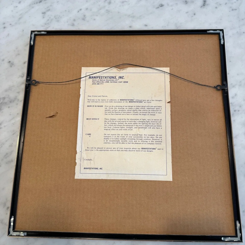 Vintage MANIFESTATIONS Inc‎ Optical Illusion Art Lake Scene Framed 1970s  Decor